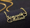 Personalised Dual Heart Couple Name Necklace