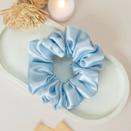 Sky Blue Satin Scrunchie