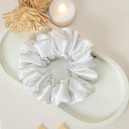 Ivory Cream Satin Scrunchie