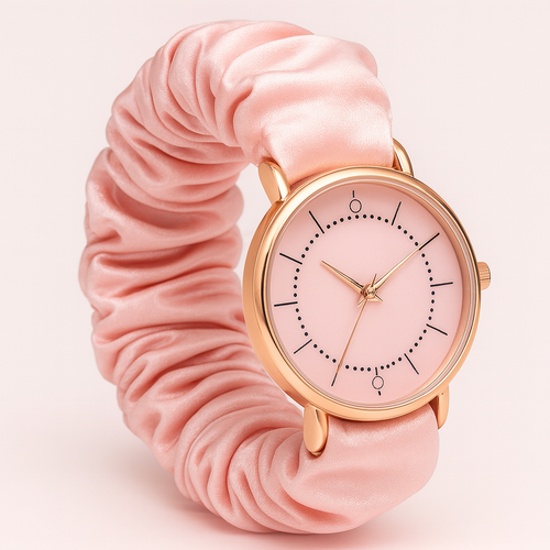 Pink watch with reference dial design - catalog style